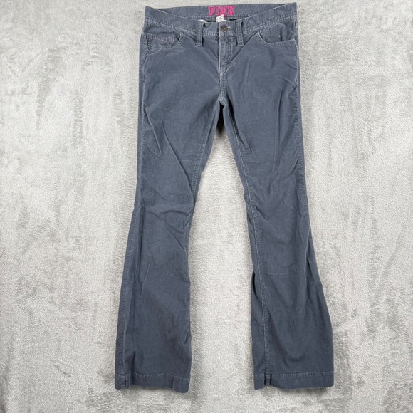 PINK by Victoria's Secret Y2K Corduroy Flare Pants Womens 6 Gray Blue Grunge - Picture 1 of 12